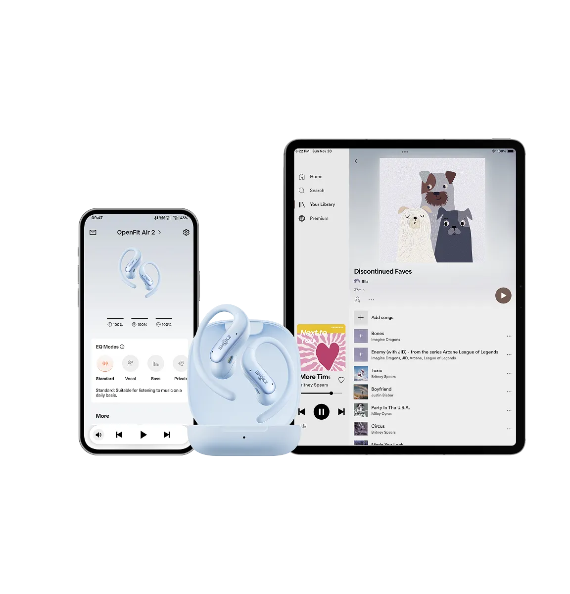 Shokz OpenFit Air 2 MultiPoint-Verbindung mit Smartphone und Tablet