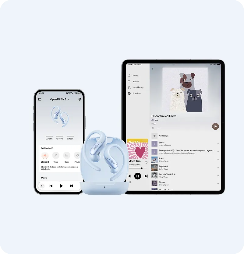Shokz OpenFit Air 2 MultiPoint-Verbindung mit Smartphone und Tablet